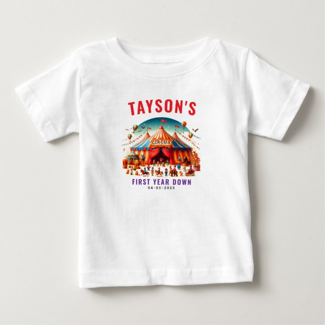 Neuartiger Niedlicher Circus Karneval 1. Geburtsta Baby T-shirt (Vorderseite)