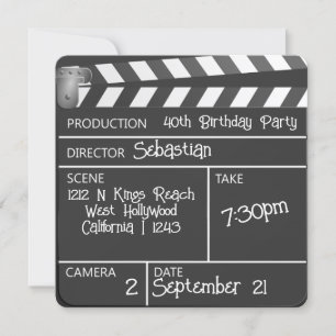 Neuartiger Personalisierter Film Clapperboard Gebu Einladung