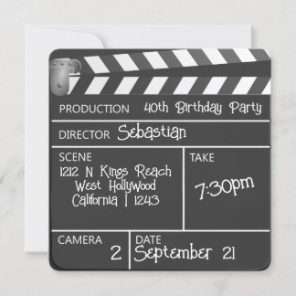 Neuartiger Personalisierter Film Clapperboard Gebu Einladung
