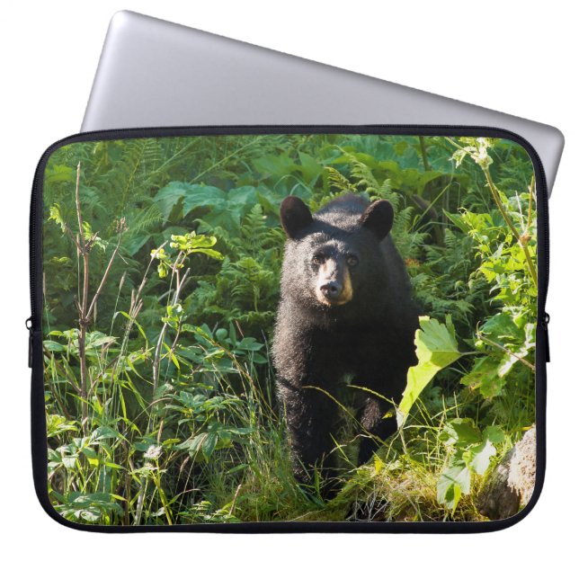Neuartiger Schwarzbär Laptopschutzhülle (Vorderseite)