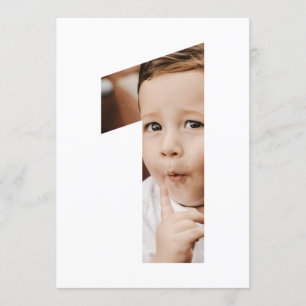 Neuartiges Minimalistisches Foto Nummer Eins Einladung