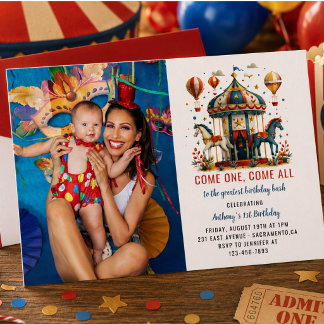 Neuartiges Niedliches Circus Festival 1. Geburtsta Einladung