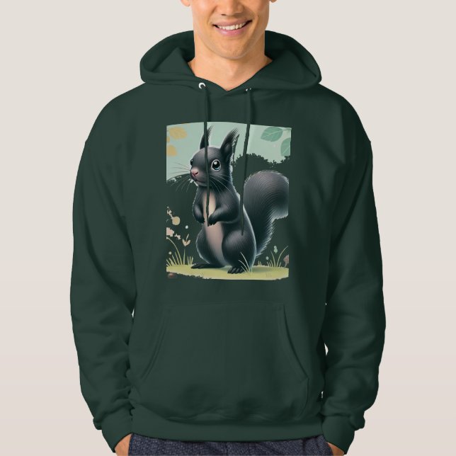 "Neuartiges Schwarzes Eichhörnchen im Park - Natur Hoodie (Vorderseite)