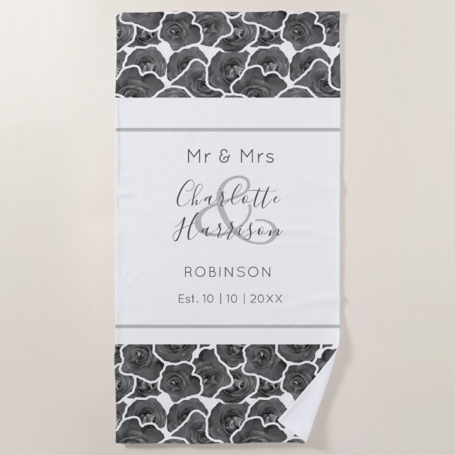 Neuauflage der Rose Mr. und Mrs. Gray Personalisie Strandtuch (Vorderseite)