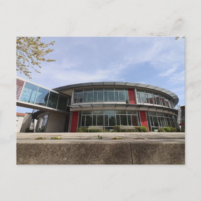 NEUBAU HAAGER REALSCHULE IM FRÜHLING POSTKARTE (Vorderseite)