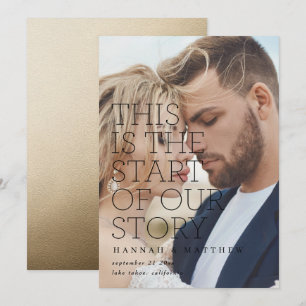 Neubeginn unserer Geschichte Goldtypografie Hochze Save The Date