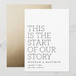 Neubeginn unserer Geschichte Goldtypografie Hochze Save The Date