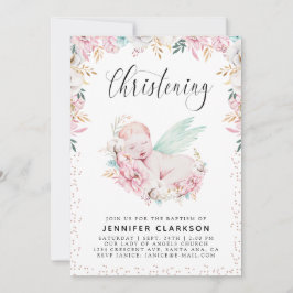 Neuborn Floral Christening Einladung
