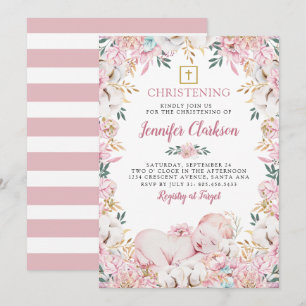 Neuborn Floral Christening Einladung