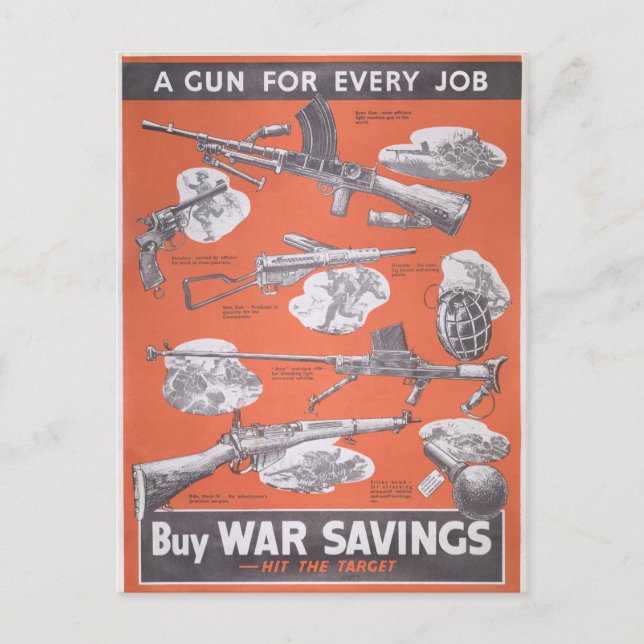 Neudruck des britischen Kriegsposters. Postkarte (Vorderseite)
