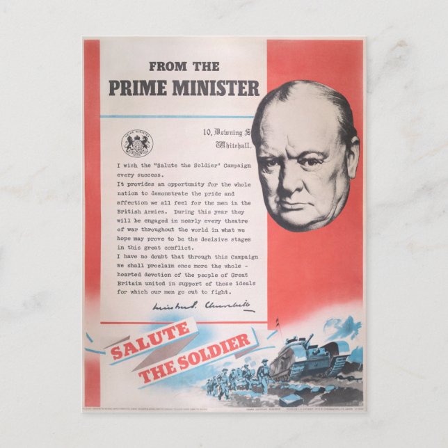Neudruck des britischen Kriegsposters. Postkarte (Vorderseite)