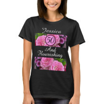 Neue 50 und Blühend rosa Blume Individuelle Name