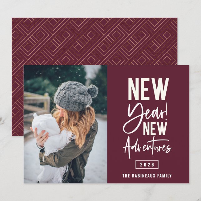 Neue Abenteuer Foto Weihnachtskarte Feiertagskarte (Vorne/Hinten)