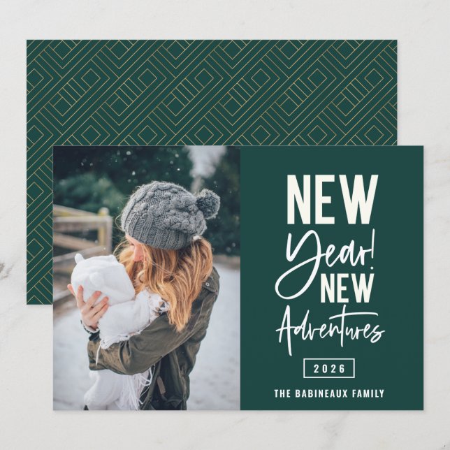 Neue Abenteuer Foto Weihnachtskarte Feiertagskarte (Vorne/Hinten)