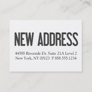 "Neue Adresse" Benachrichtigungsetikett Visitenkarte