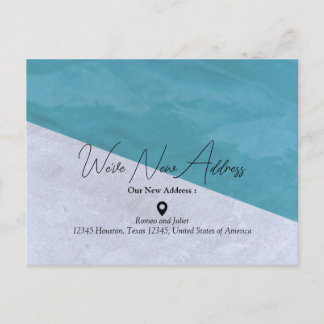 Neue Adresse | Blau und Graue Ankündigung Postkarte