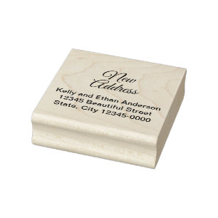 Neue Adresse Elegantes Skript und Rücksendeadress Gummistempel