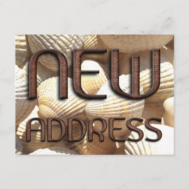 Neue Adresse Funny Stone Bricks Typografie Muschel Ankündigungspostkarte (Vorderseite)