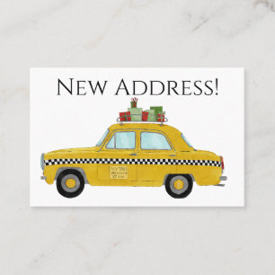 Neue Adresse gelb Taxi Weihnachtsgeschenke Visitenkarte