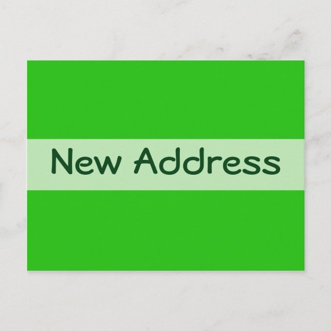 neue Adresse grün Ankündigungspostkarte (Vorderseite)