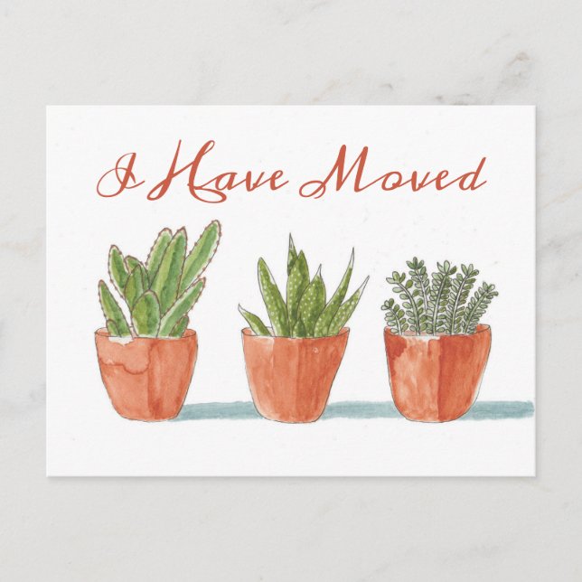 Neue Adresse | I have Moved|Cactus Watercolor Postkarte (Vorderseite)