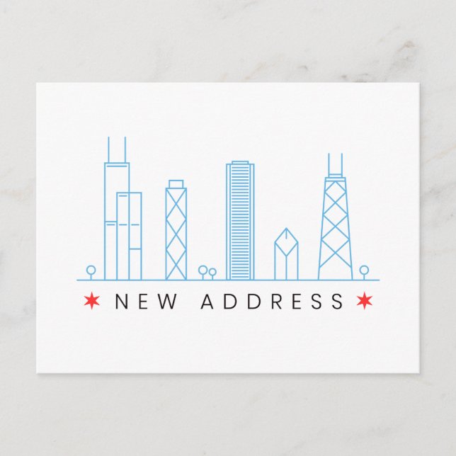 Neue Adresse in Chicago Ankündigungspostkarte (Vorderseite)