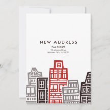 Neue Adresse Karte mit roten und schwarzen Retro-G