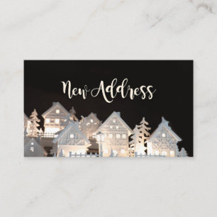 Neue Adresse Leuchtende Weihnachtshäuser Begleitkarte