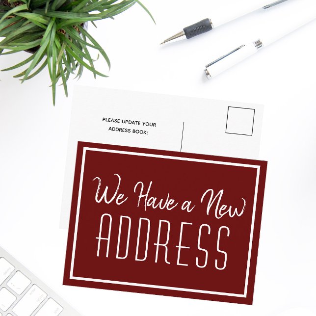 Neue Adresse Minimalistisch Red White Business Mov Ankündigungspostkarte (Von Creator hochgeladen)