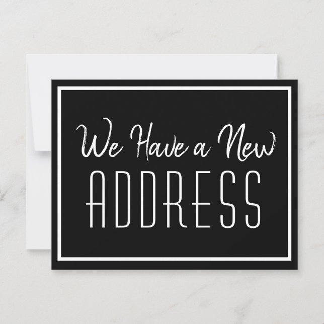 Neue Adresse Minimalistisches Schwarz-weißes Gesch Ankündigung (Vorderseite)