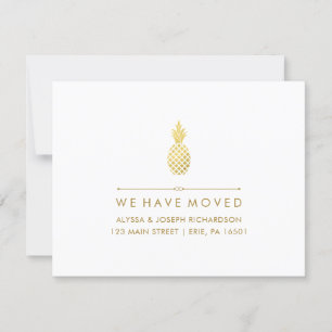 Neue Adresse mit elegantem goldenen Ananas-Motiv Ankündigung