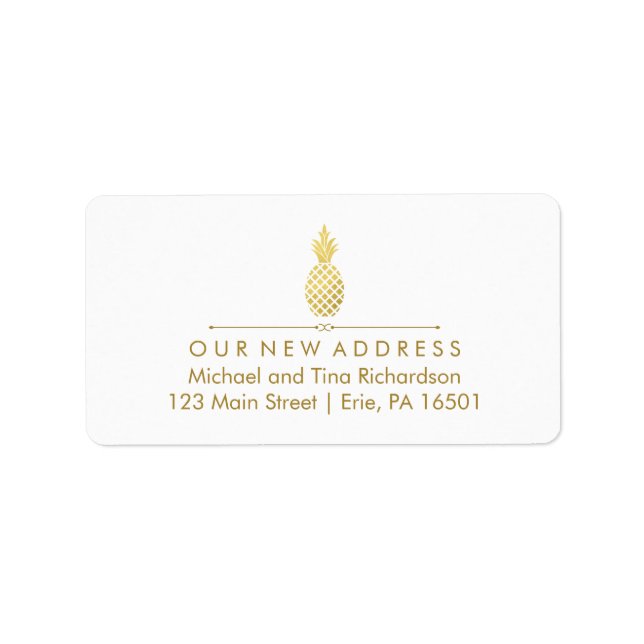Neue Adresse mit Gold Ananas Adressaufkleber (Vorne)