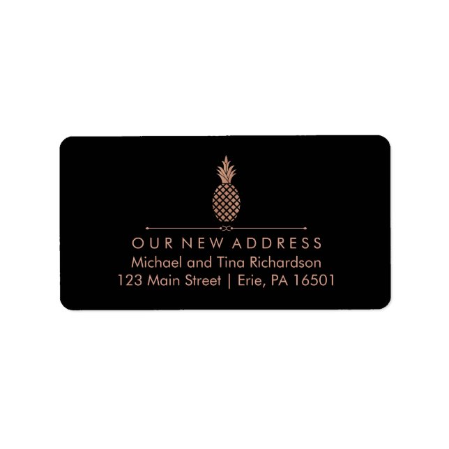 Neue Adresse mit Imitate Rose Gold Look Ananas Adressaufkleber (Vorne)