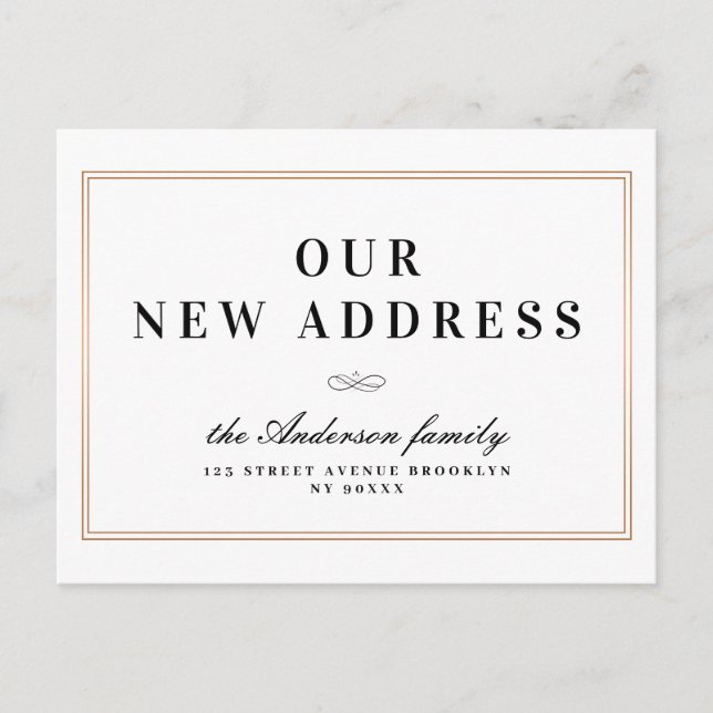 Neue Adresse, neue Zuhause-Goldrahmen Postkarte (Vorderseite)