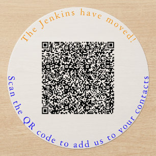 Neue Adresse, QR-Code, zu Kontakten hinzufügen Runder Aufkleber