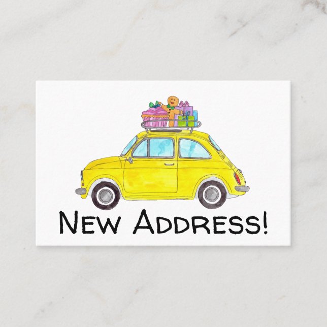 Neue Adresse Retro Fiat 500 Weihnachtsgeschenke Visitenkarte (Vorderseite)