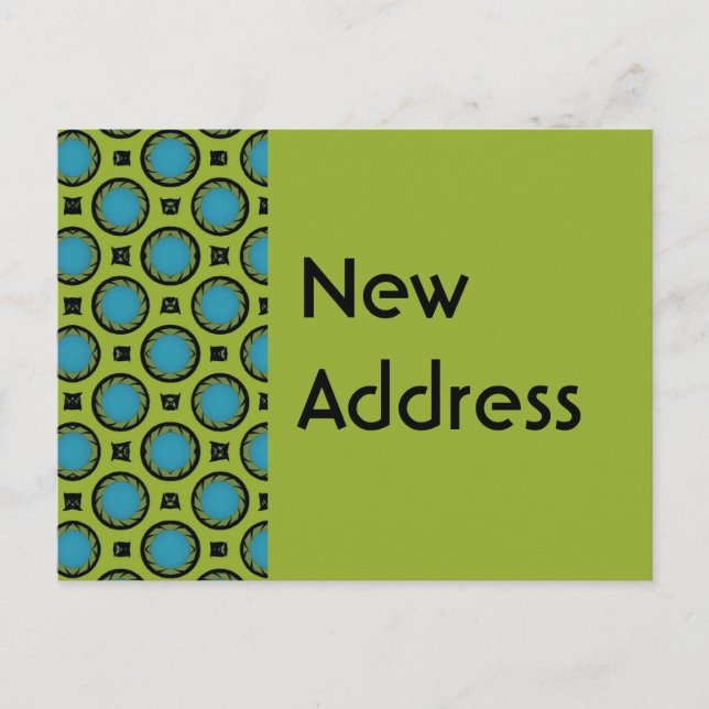 Neue Adresse Türkis Green Ankündigungspostkarte (Vorderseite)