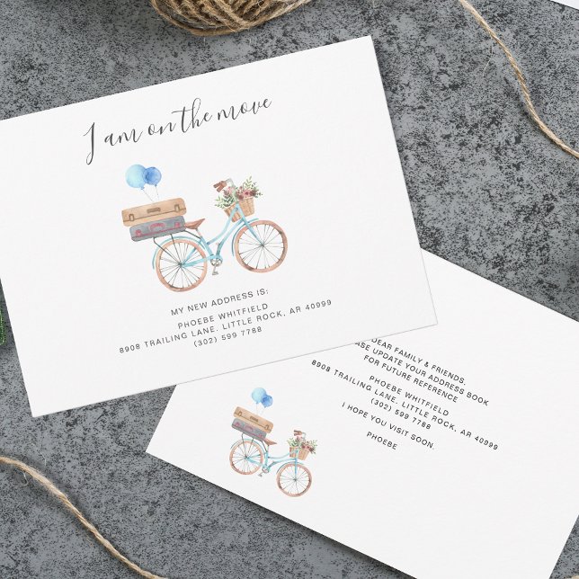 Neue Adresse Wasserfarben-Fahrrad bewegen Ankündigung (Change of Address Boho Bike Moving Announcement)