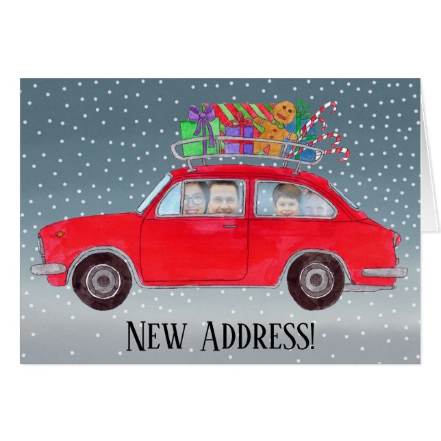 Neue Adresse Weihnachtswagen personalisierbare Fot (Vorderseite (Horizontal))