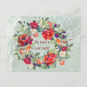 neue Adresse Winter Weihnachtsrobin Postkarte