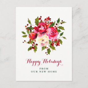 Neue Adresse zu Weihnachten Rote und grüne Blume