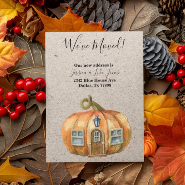 Neue Adressenmitteilung Erntedank Pumpkin Ann Ankündigungspostkarte (Von Creator hochgeladen)