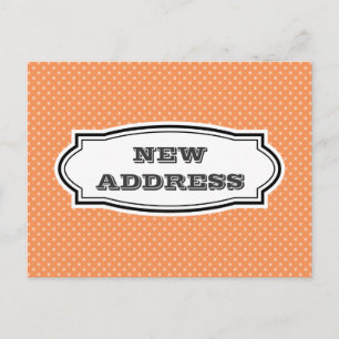 NEUE Adressenpostkarte mit orange Tupfen Ankündigungspostkarte