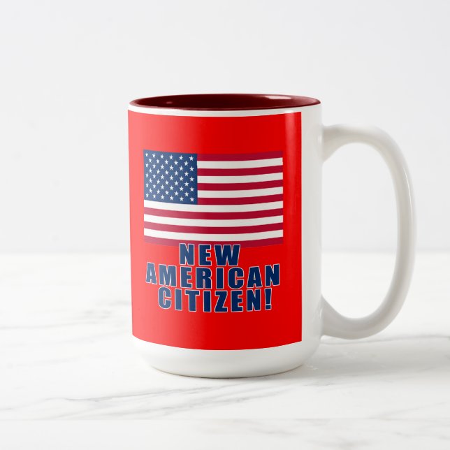 Neue amerikanische Bürger-Geschenke und T-Shirts Zweifarbige Tasse (Rechts)