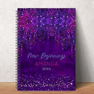 Neue Anfänge Benutzerdefinierte Lila-Faux-Glitter- Notizblock