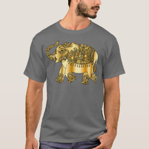 Neue Anfänge Goldenes Elefantendesign T-Shirt