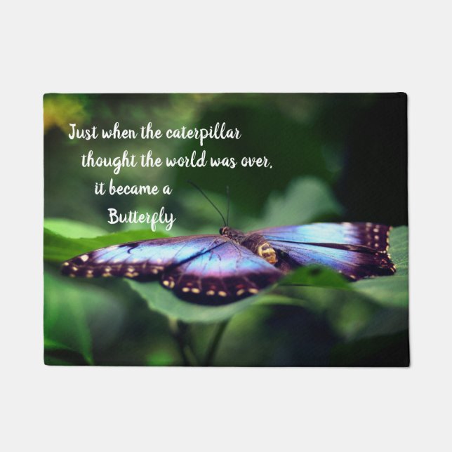 Neue Anfänge Schmetterling Inspiration Zitat Fußmatte (Vorderseite)