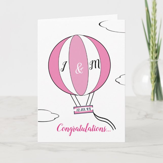 Neue Ankunft Baby Girl Heißluftballon Karte (Vorderseite)