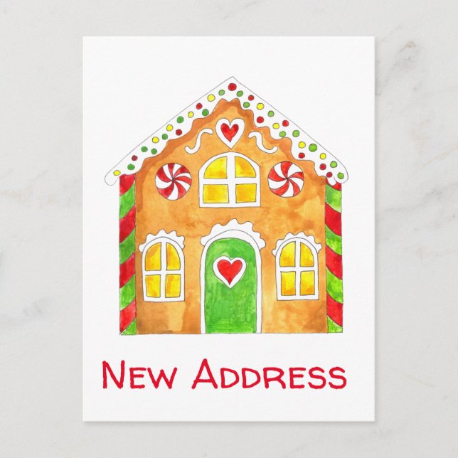 Neue Anschrift Gingerbread House Postcard Postkarte (Vorderseite)