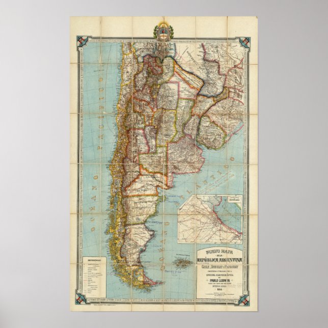 Neue argentinische Landkarte Poster (Vorne)